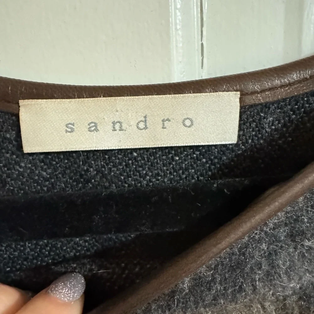 Sandro Gray and Brown Striped Poncho - Picture 3 of 3